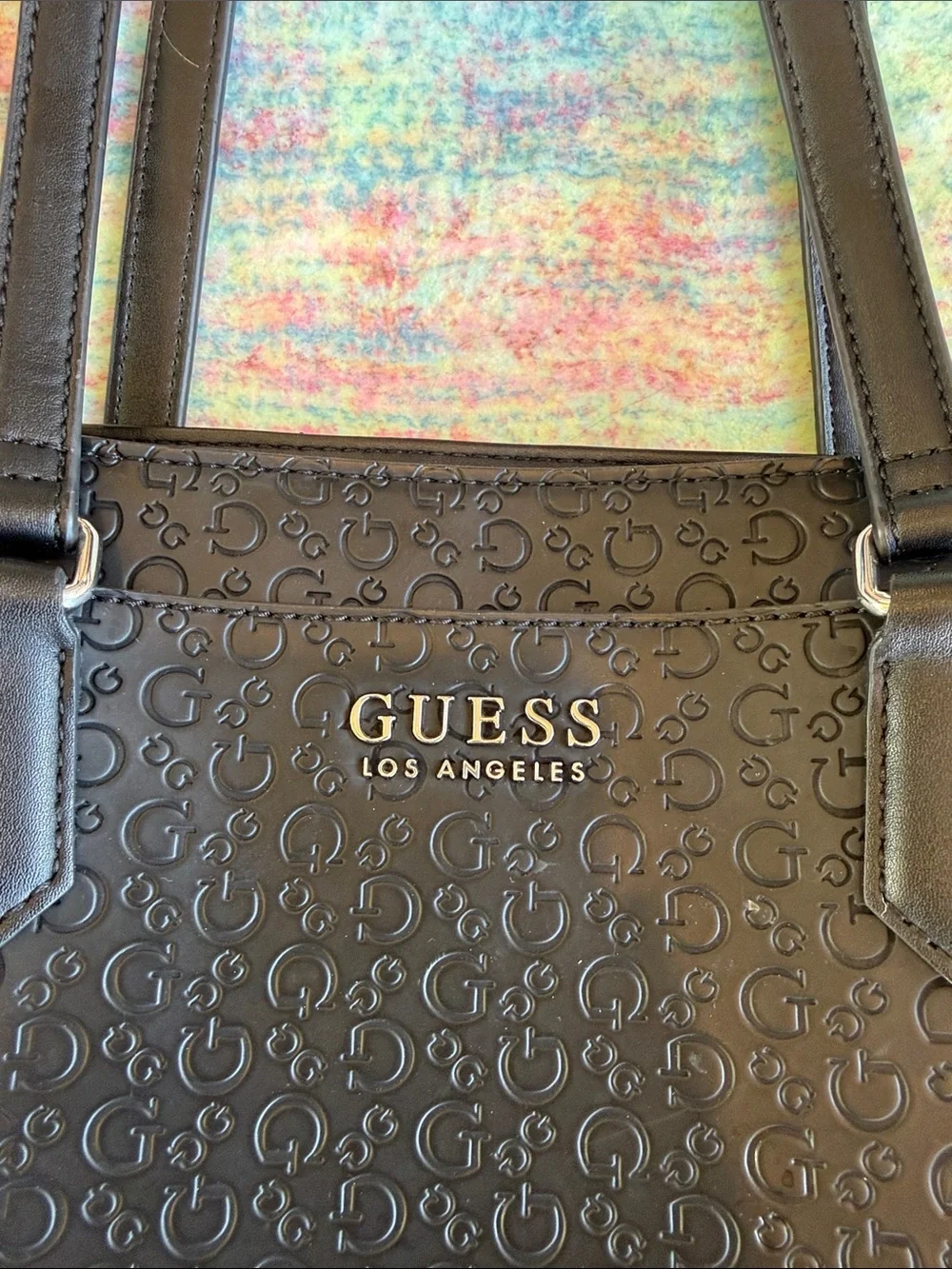 GUESS Brown Embossed Logo Tote